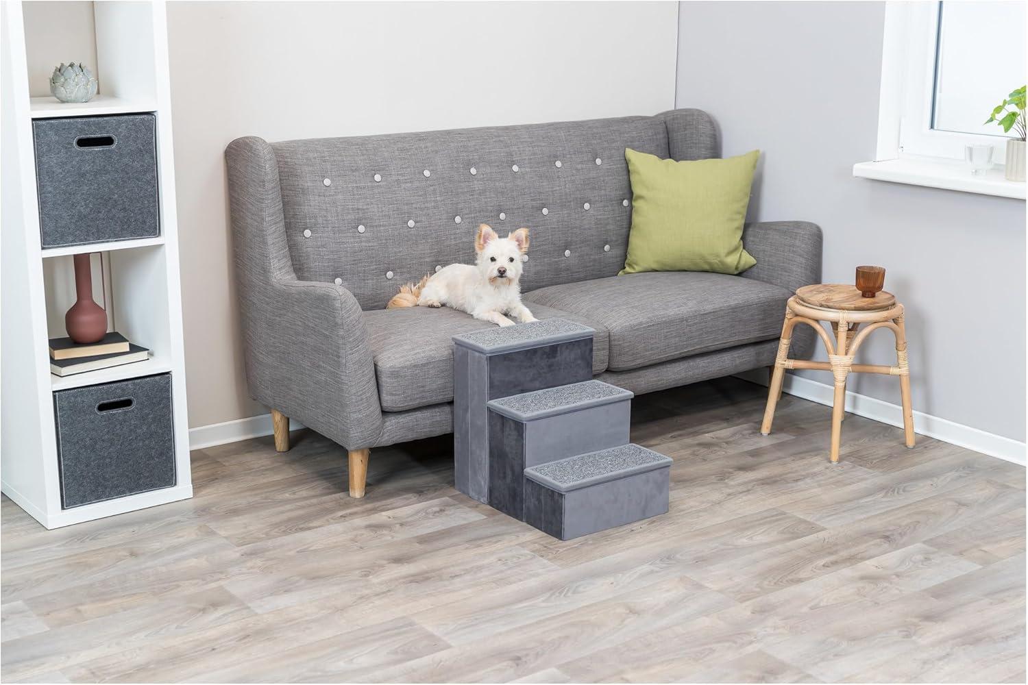 TRIXIE Pawsome Ascent Foldable 3-Step Pet Stairs with Storage, Collapsible, Storage Compartments for Toys