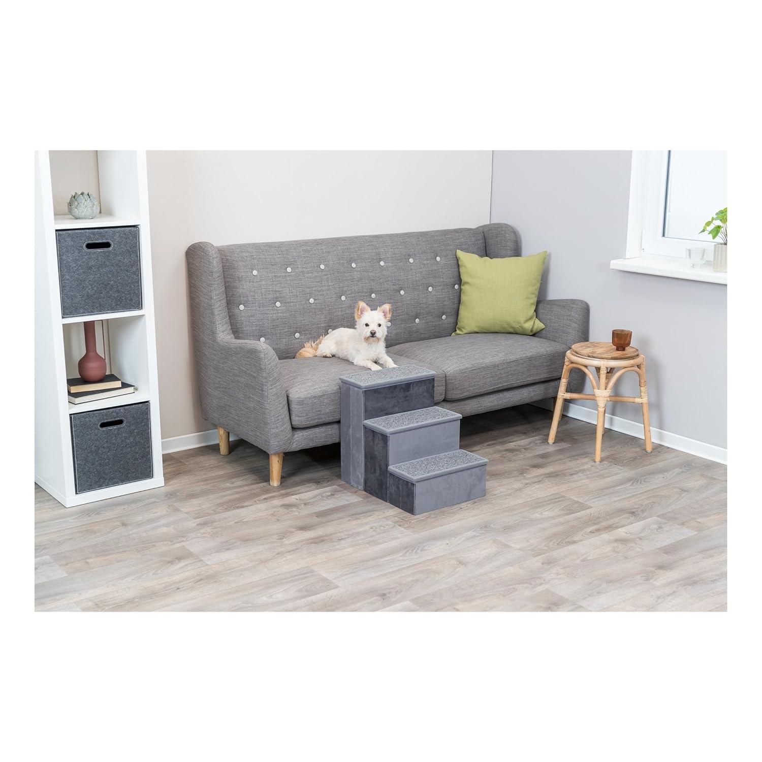 TRIXIE Pawsome Ascent Foldable 3-Step Pet Stairs with Storage, Collapsible, Storage Compartments for Toys