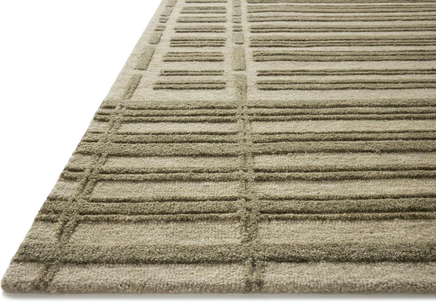 Sage and Olive Hand-Tufted Wool Striped Runner Rug