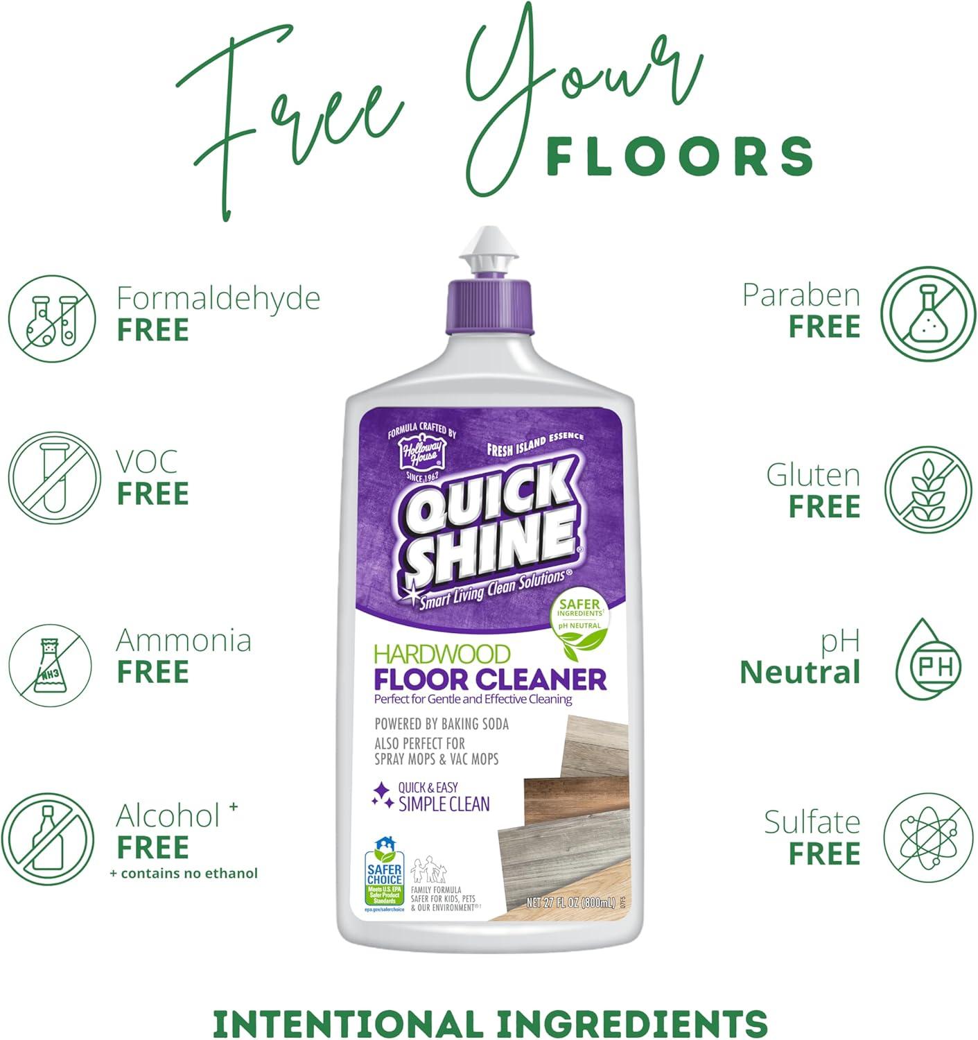 Quick Shine High Traffic Hardwood Floor Cleaner & Floor Polish Combo Pack, w/ Plant Derived Carnauba & Safer Choice Certified pH Neutral Formula, Restore & Protect, Fills in Micro Scratches