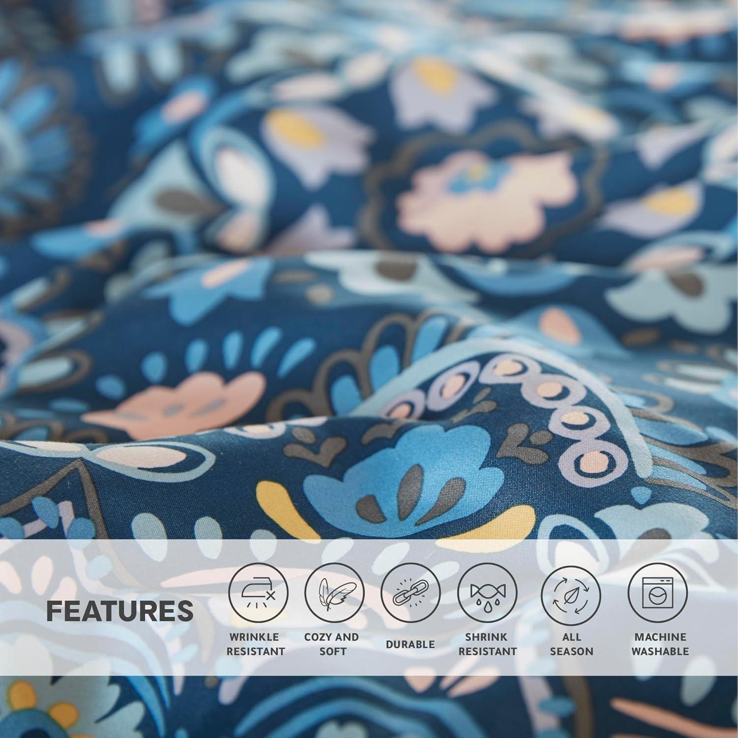 Regency Heights Queen Size Comforter Set, 9-Piece Bed in a Bag Queen, Navy Blue Bedding Comforter Set with Comforter, Flat Sheets, Fitted Sheets with Side Pockets