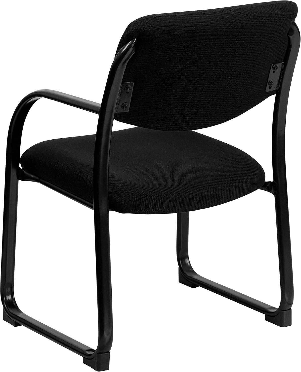 Elegant Black Fabric Executive Reception Chair with Sled Base