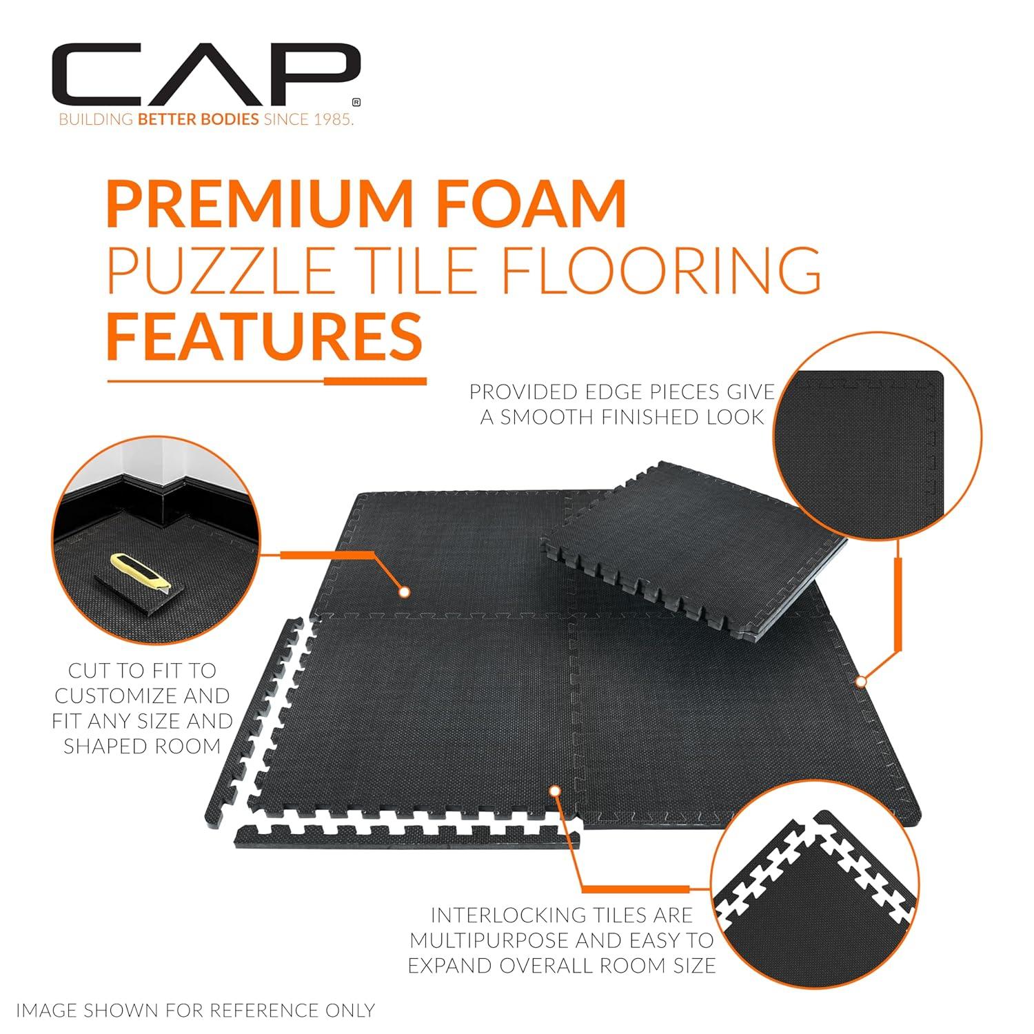 CAP Interlocking Exercise Foam Mats, 24 SQ.FT Diamond, TATAMI, T-Pattern 1/2-Inch Thickness Tiles
