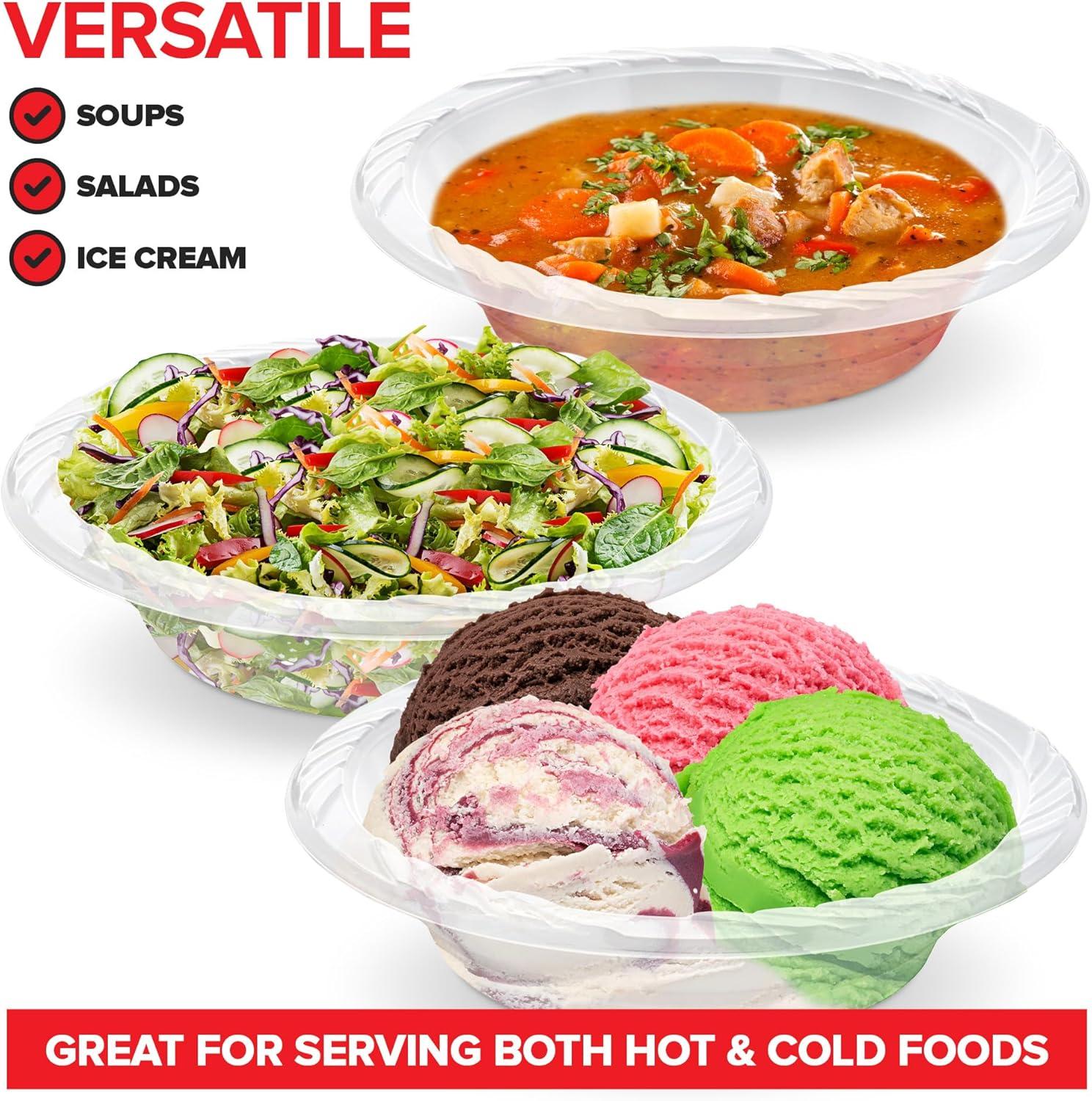 Elegant Clear Disposable Plastic Bowls for Parties, 18 oz, 240 Count