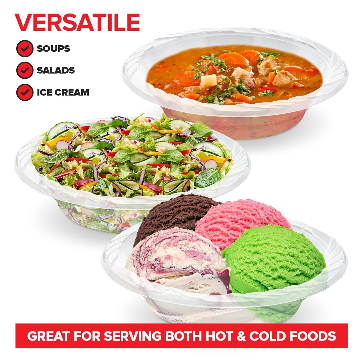 Elegant Clear Disposable Plastic Bowls for Parties, 18 oz, 240 Count