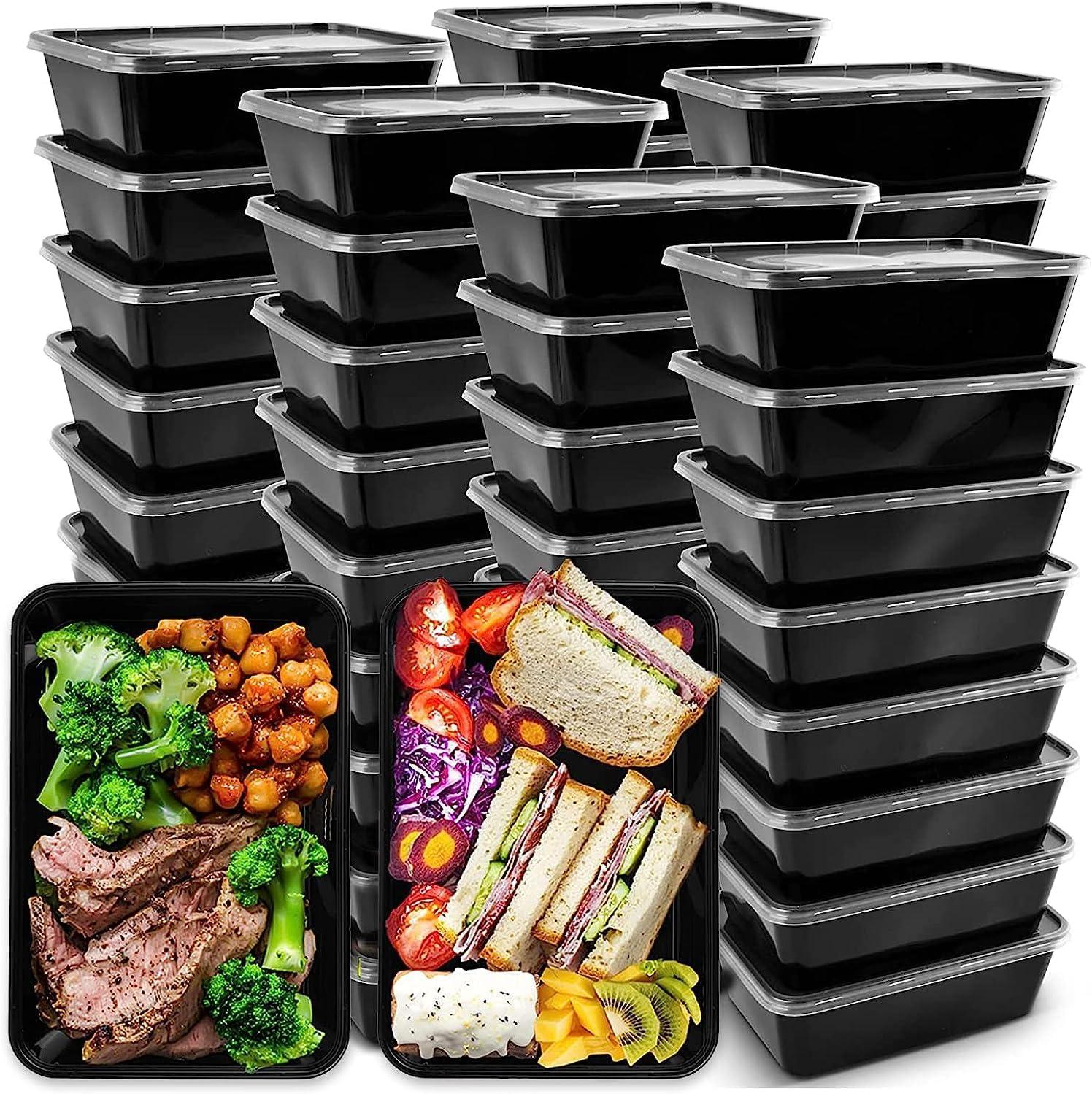 50 Pack Meal Prep Containers Reusable: 24 oz Food Prep Containers with Lids Leakproof, Food Storage Containers Stackable To Go Food Containers, Take Out Containers Microwave Freezer Dishwasher Safe