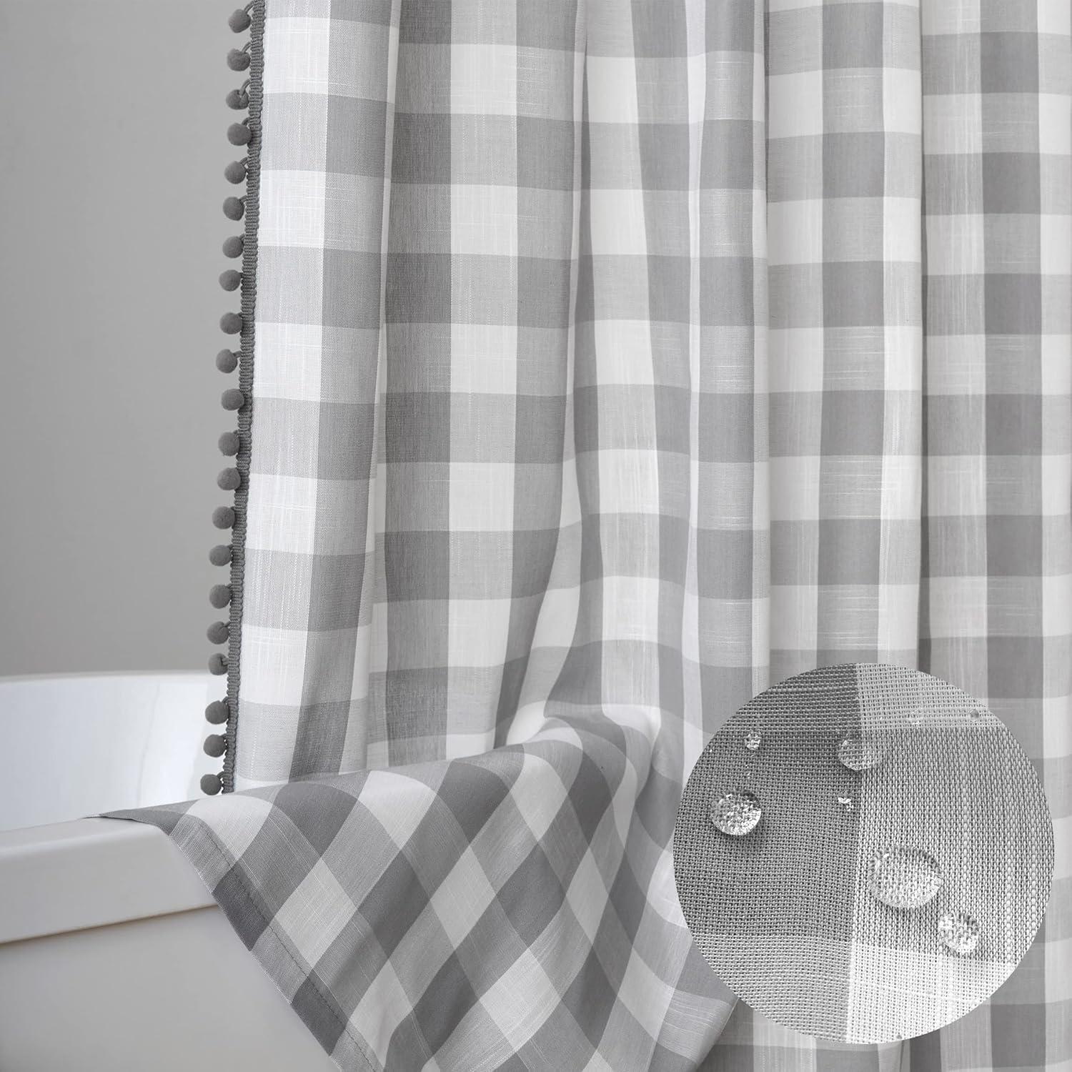 Elrene Farmhouse Living Buffalo Check Shower Curtain - 72" x 72" - Elrene Home Fashions