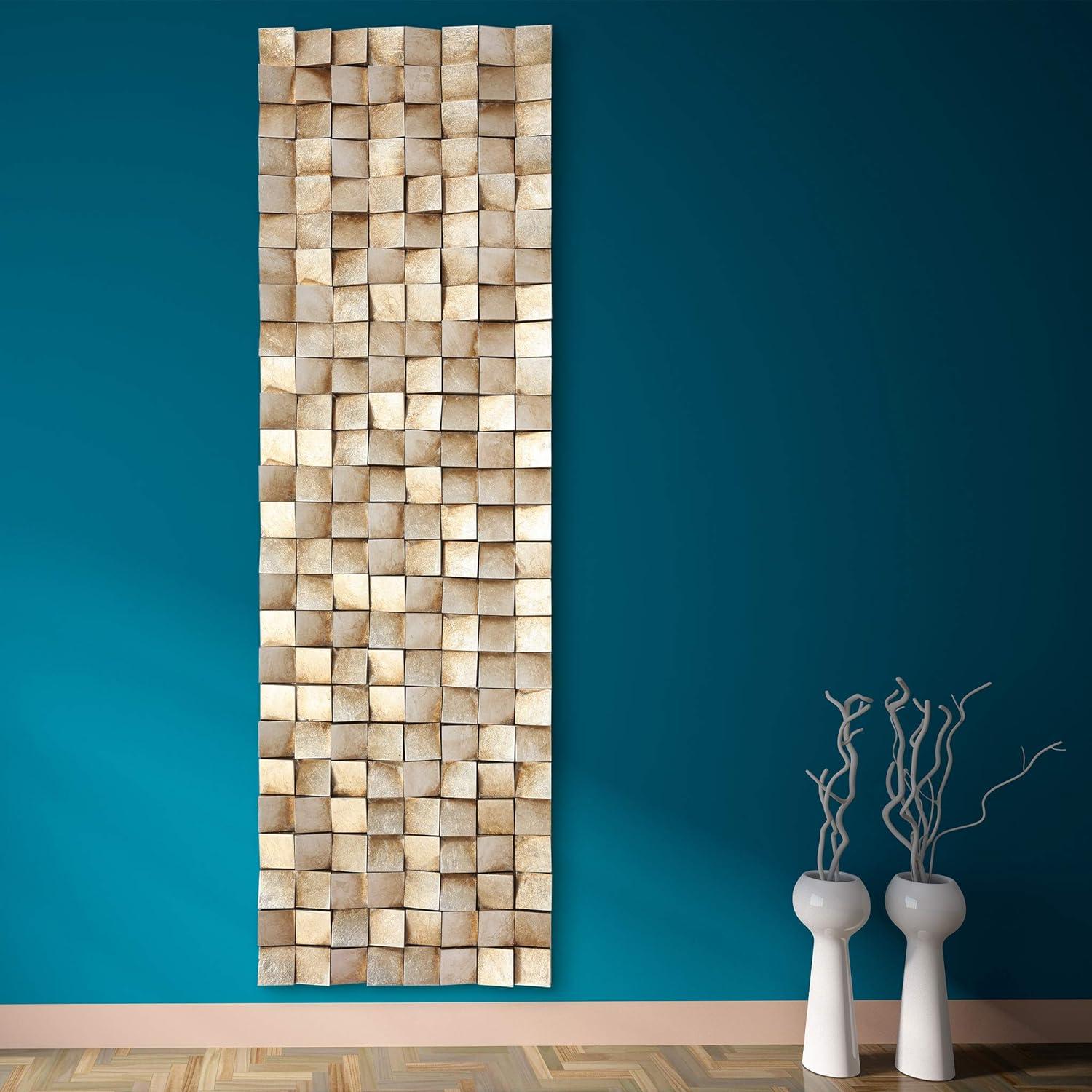 Empire Art Direct Textured 2 Metallic Hand Painted 3D Rugged Wooden Blocks Wall Art, 72" x 22" x 3.4", Ready to Hang