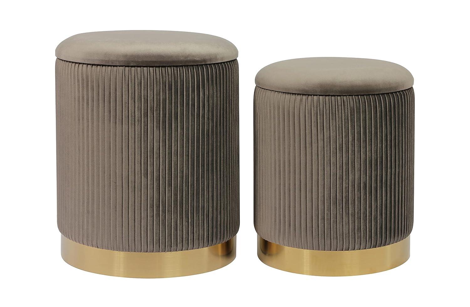 Everly Quinn Round Velvet Storage Ottomans(Set of 2) | Wayfair
