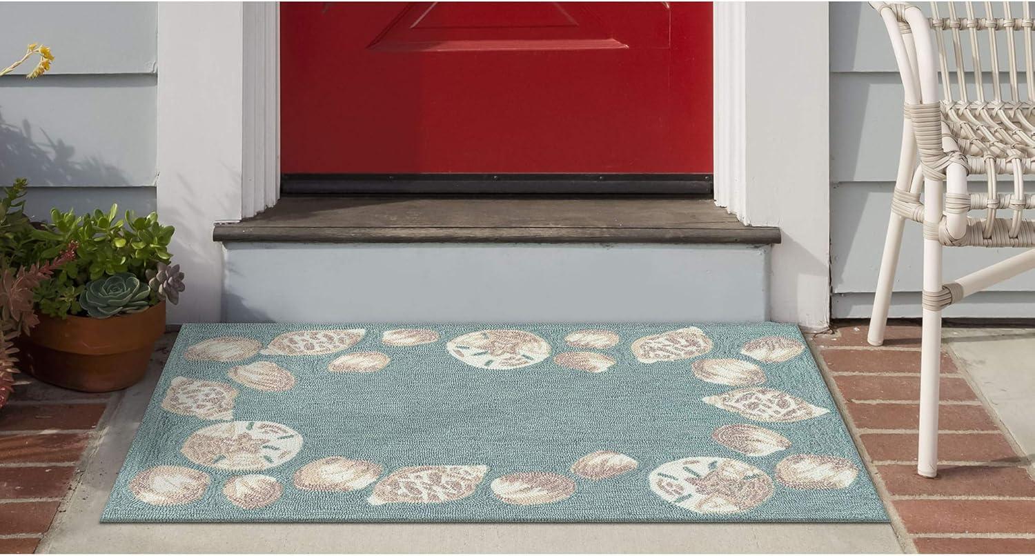 Liora Manne Capri Seashell Border Indoor Outdoor Area Rug Aqua
