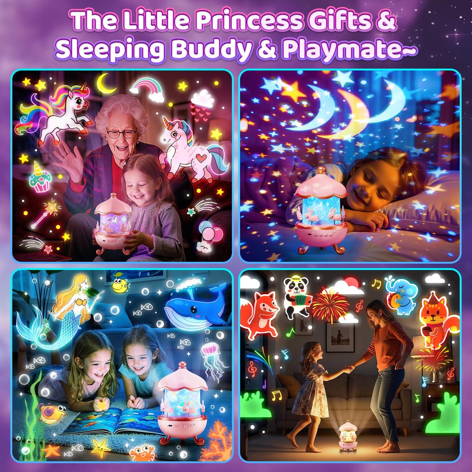 One Fire Night Light Projector, 15 Sound Machine Star Projector for Kids Room,15 Films Star Light Projector 3-9 Year Old Girl Gifts Toys,Brightness Baby Night Lights for Nursery Kawaii TIK Tok Trend