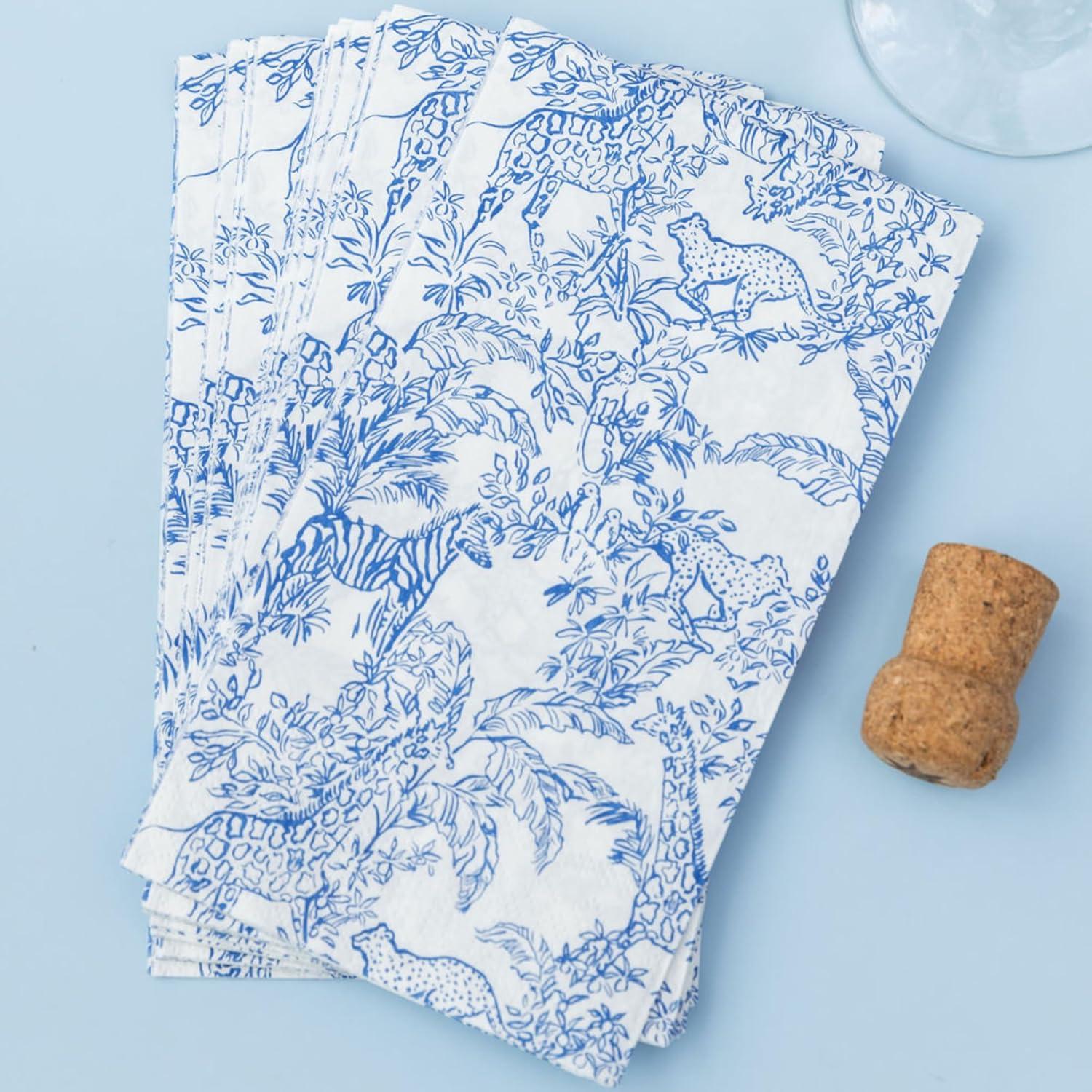 Safari Party Blue and White Paper Dinner Napkins