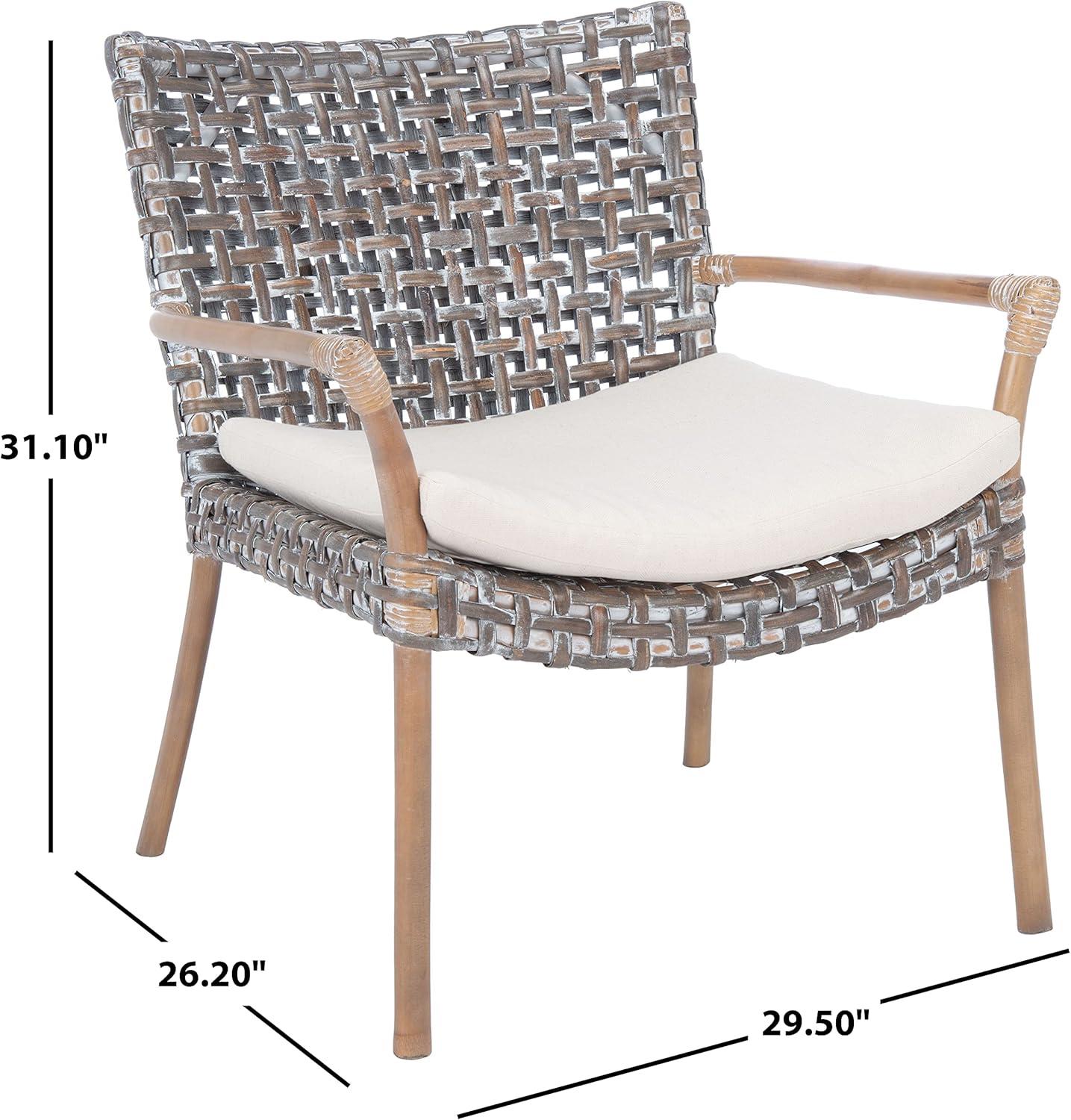 Collette Contemporary Rattan Accent Chair with Cushion, Natural White