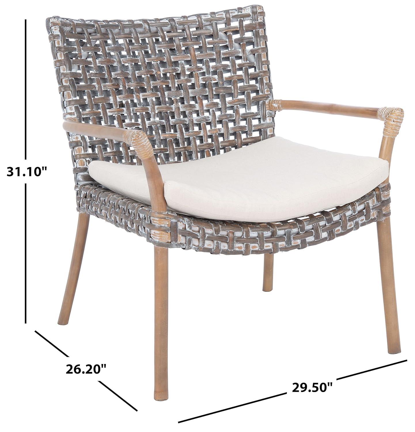 Collette Rattn Accent Chair W/ Cushion - ACH6515 - White/White Washed - Safavieh