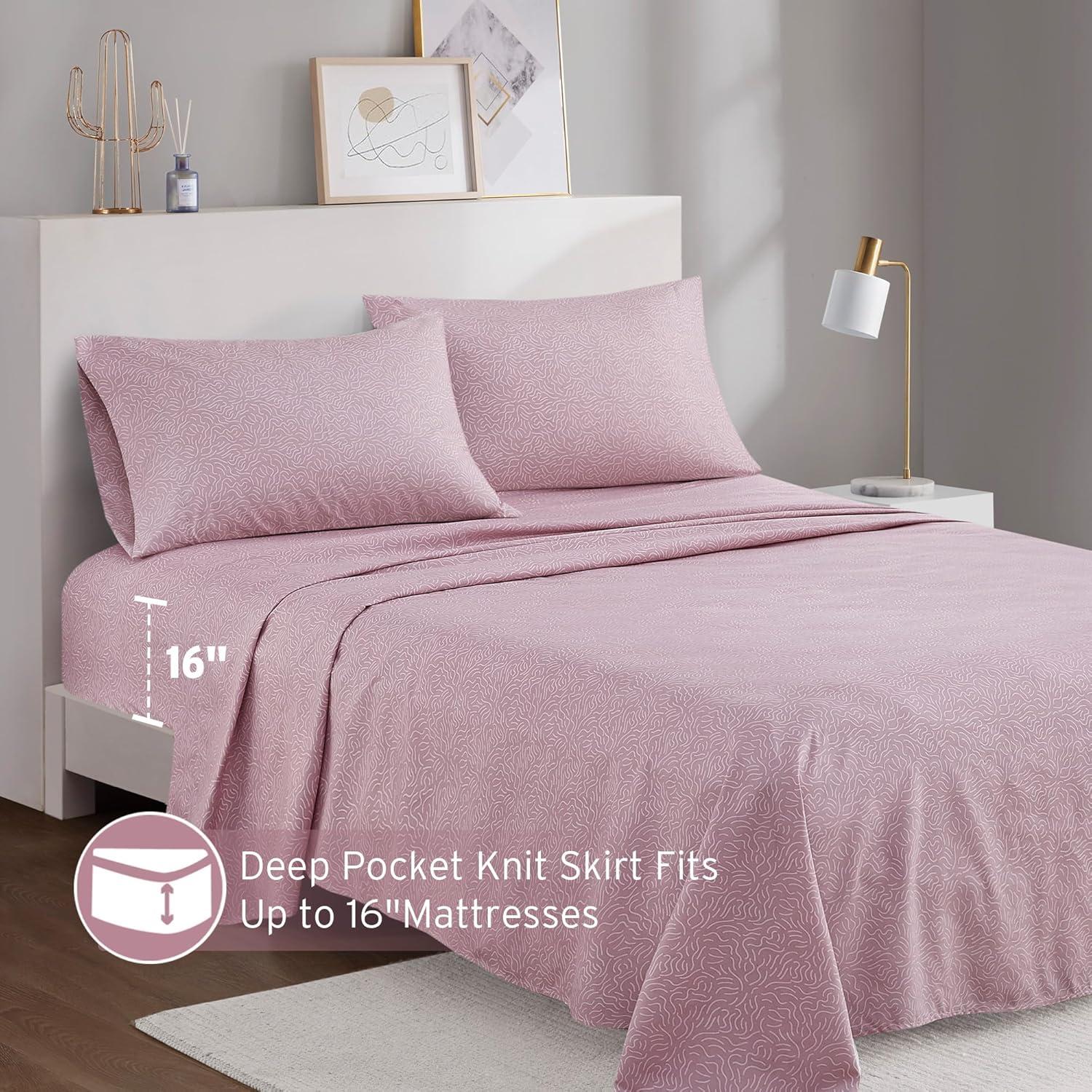 Blush Waves Queen Organic Cotton Microfiber Sheet Set