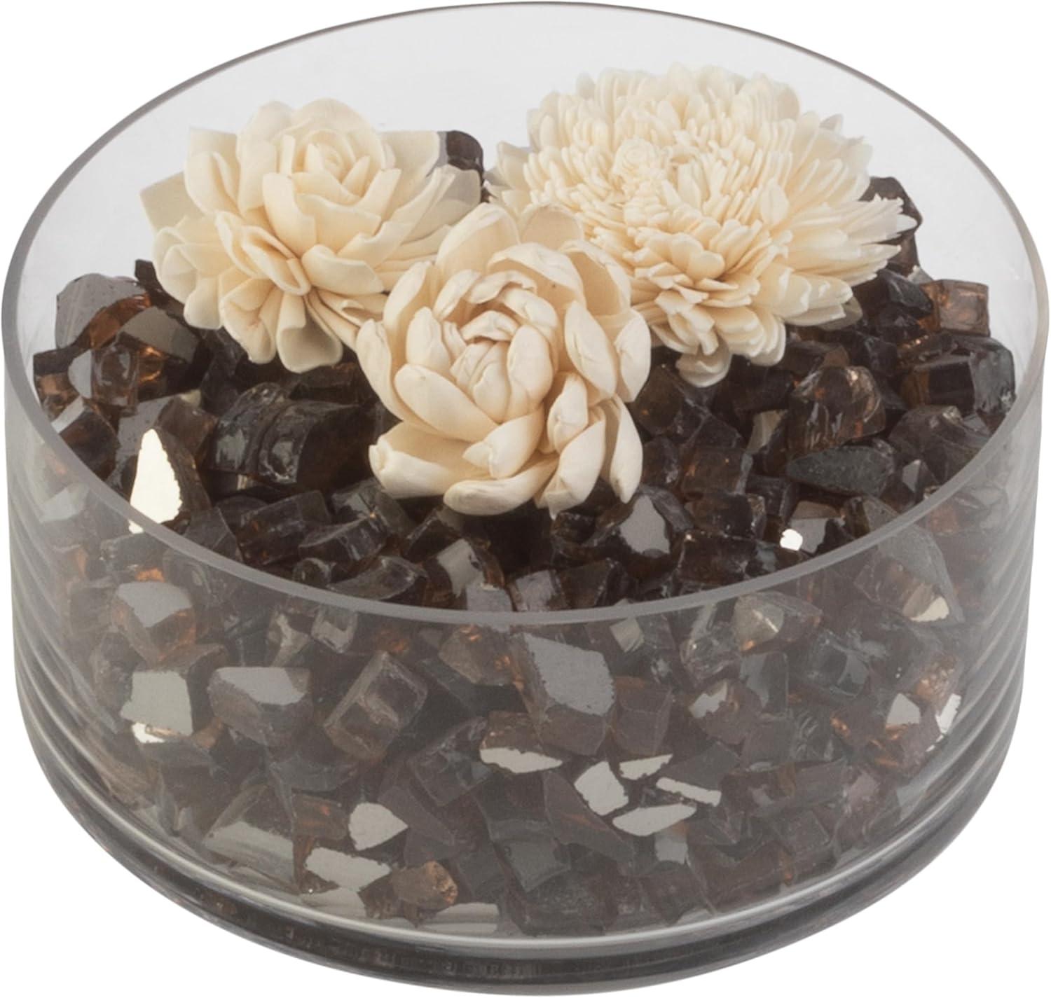 10lbs Fire Pit Glass - 1/2-Inch Crushed Glass Rocks for Fireplaces, Landscape, Aquariums, or Vases