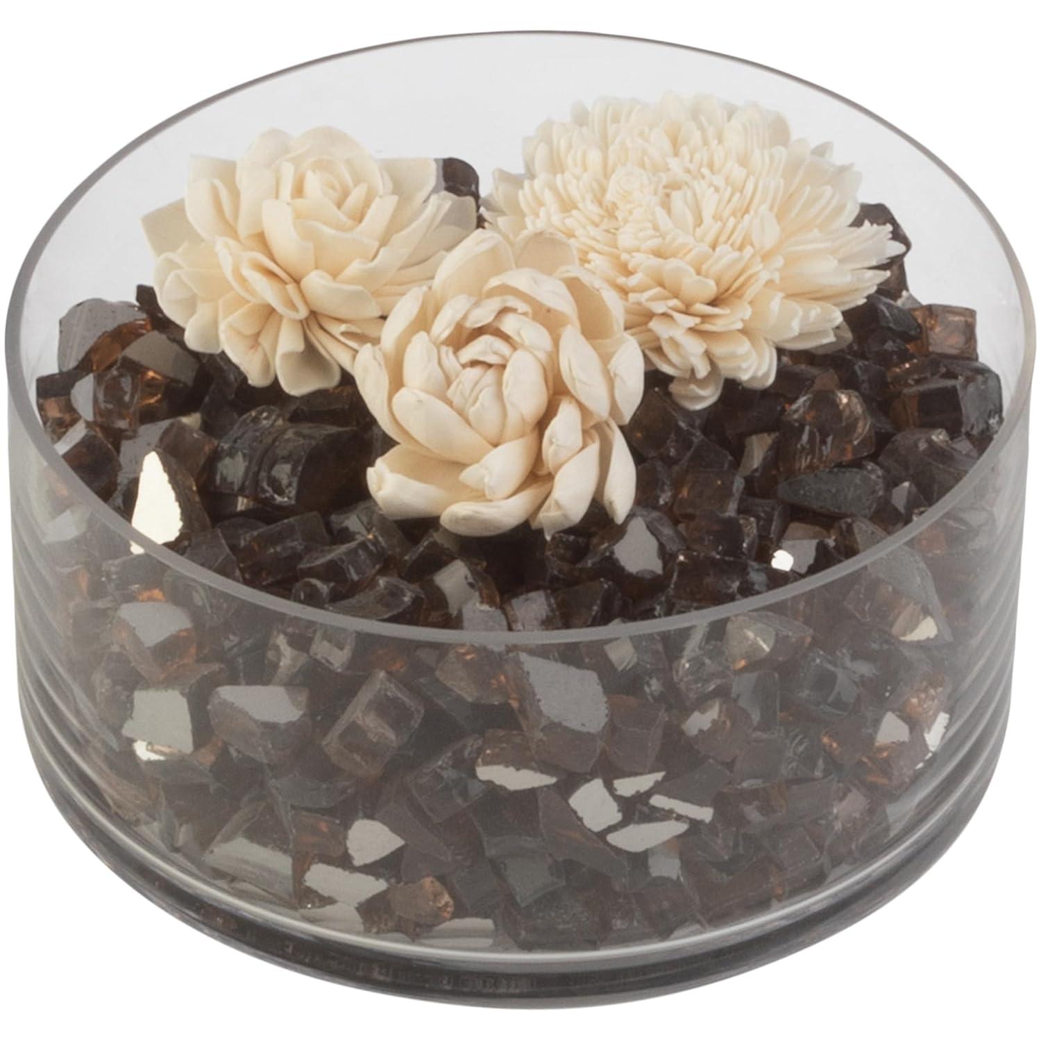 10lbs Fire Pit Glass - 1/2-Inch Crushed Glass Rocks for Fireplaces, Landscape, Aquariums, or Vases