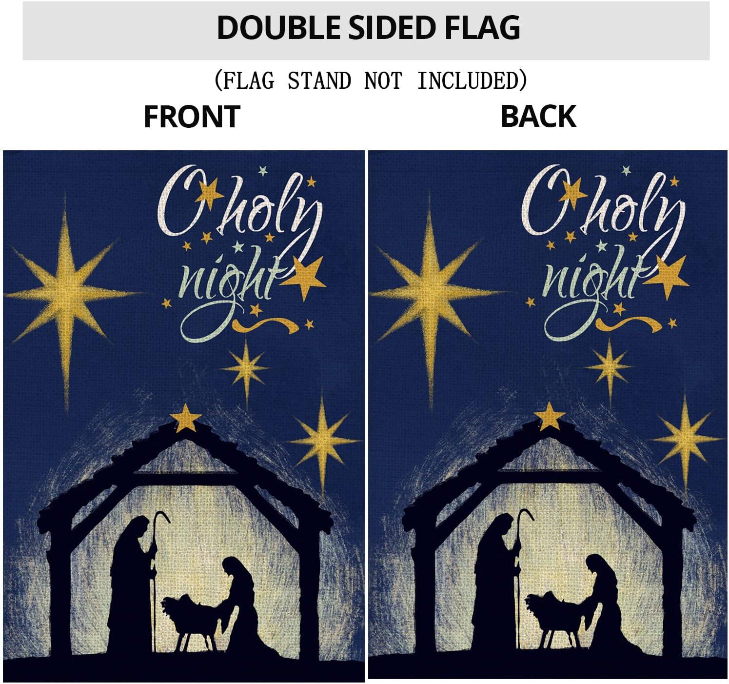 Christian Christmas Nativity Scene O Holy Night Garden Flags 12"x18" Double Sided Banner Decoration For Home Yard Lawn