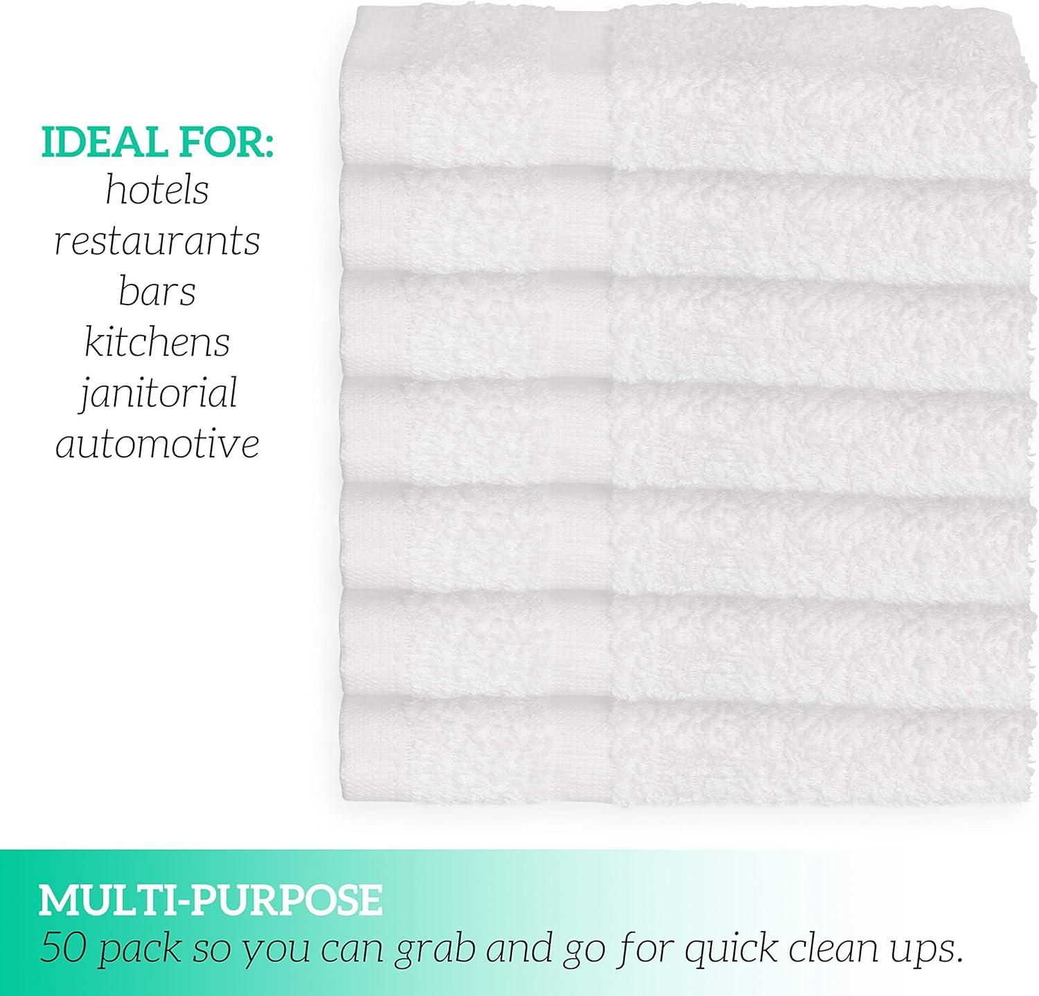 GREEN LIFESTYLE Bulk Washcloths 12x12 50 Pack - Face Towel, Wash Clothes for Body and Face - 100% Pure Cotton Wash Cloths for Your Body (White)
