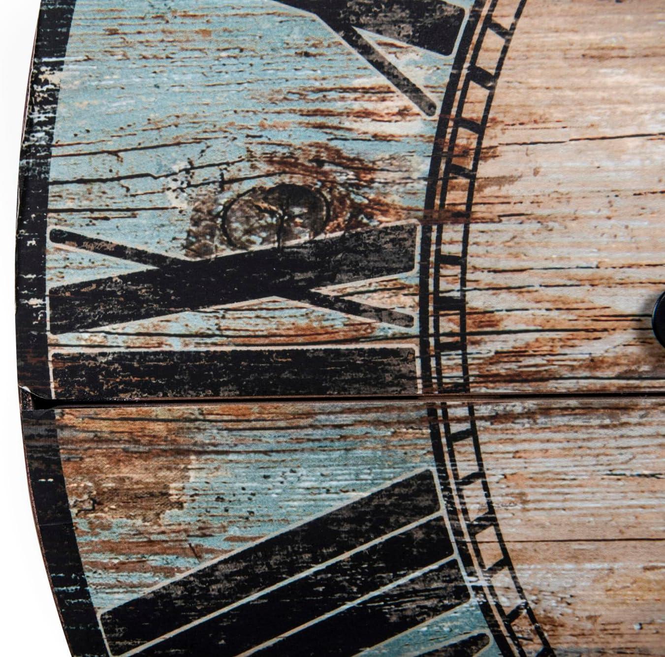 Woven Paths 29" Oval Turquoise Wood Wall Clock