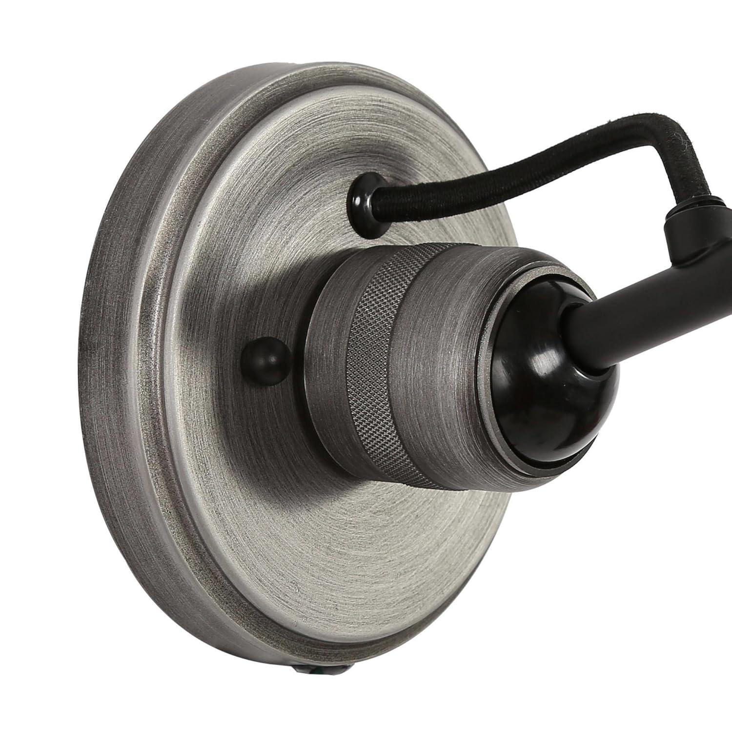 LALUZ Swing Arm Wall Sconce Set of 2, Modern Farmhouse Sconce Wall Lighting Vintage Adjustable Wall Mounted Lights with Black Silver Finish