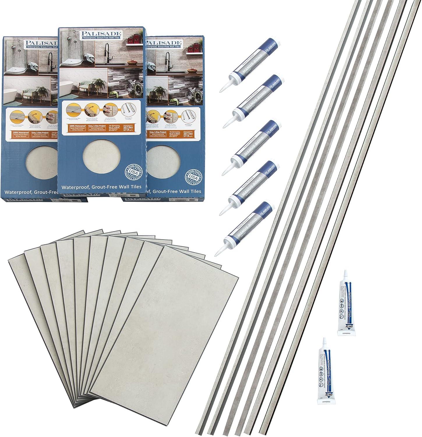 Palisade 23.2 in. x 11.1 in. Tile Shower and Tub Surround Kit