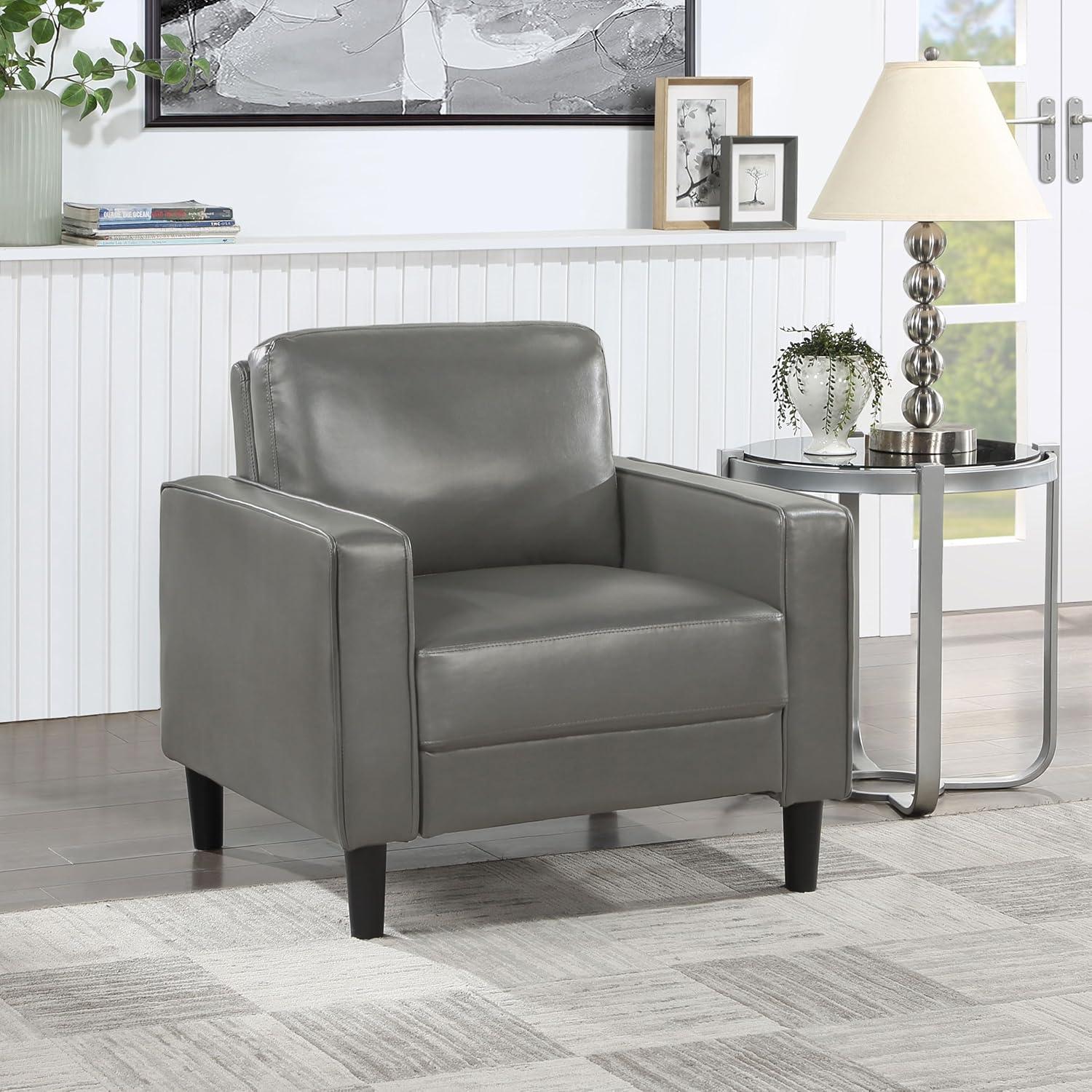 Coaster Ruth Upholstered Track Arm Faux Leather Accent Chair Grey