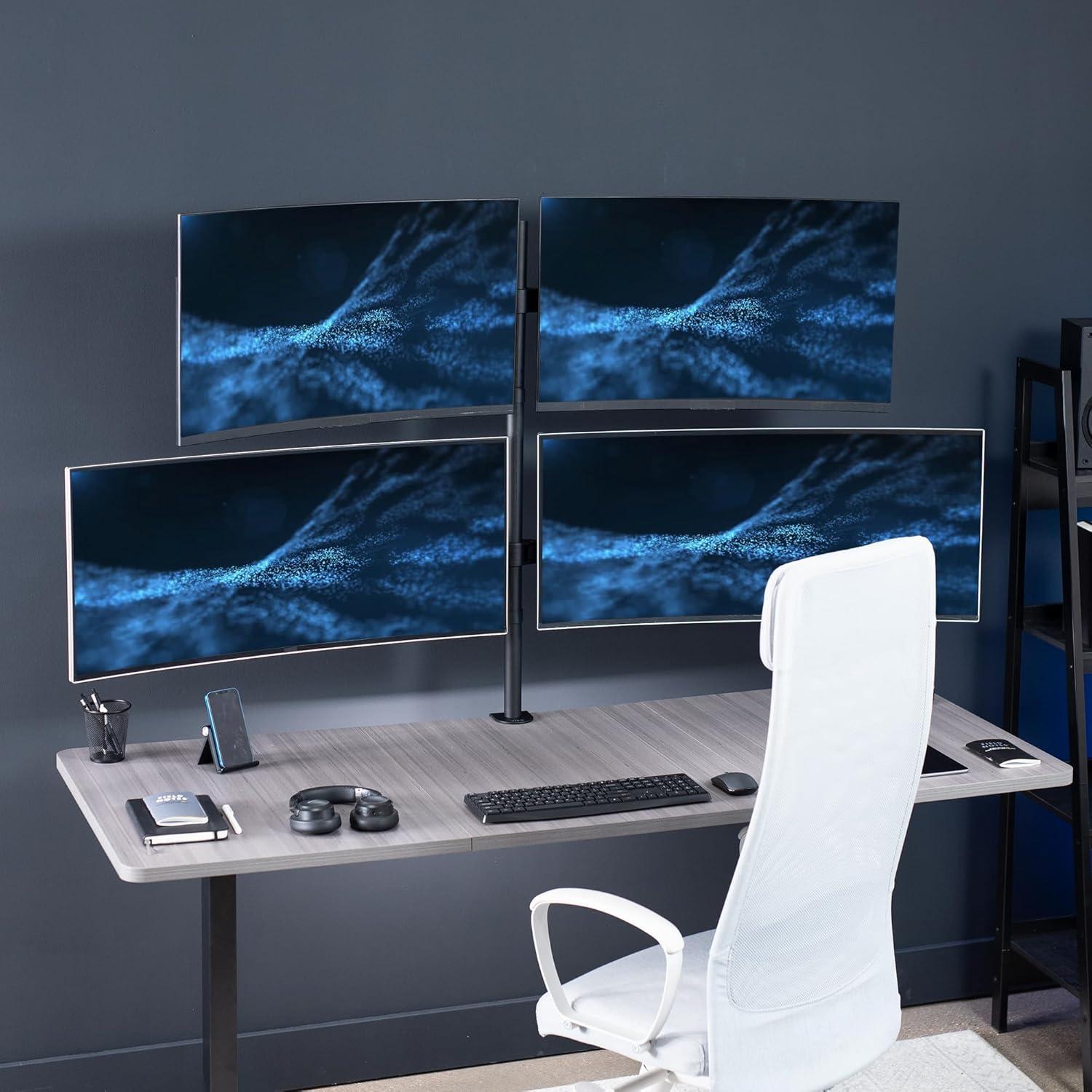 VIVO Telescoping Quad Ultra Wide 27" to 38" Monitor Heavy Duty Desk Mount Stand