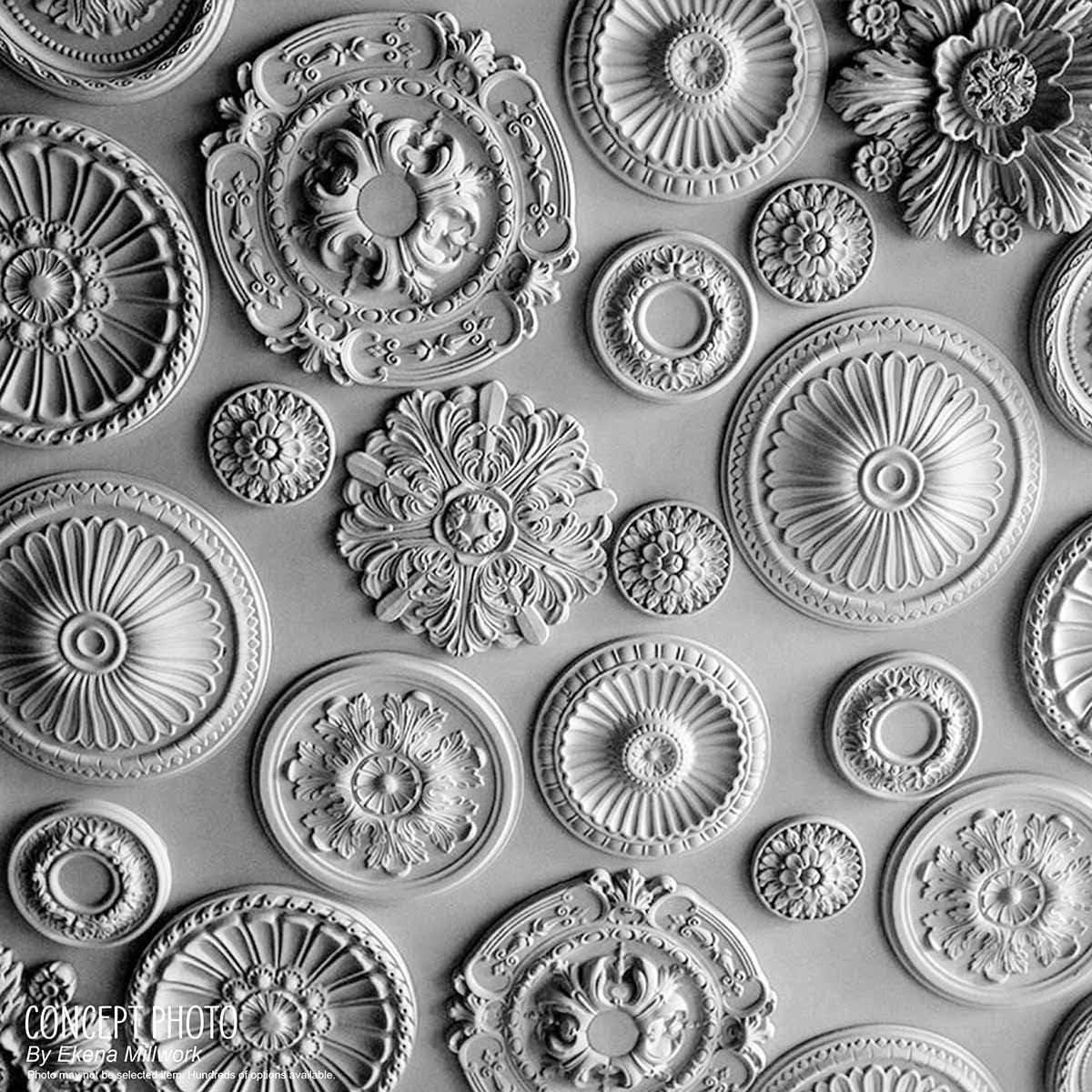 18" Primed Riley Circle Ceiling Medallion, Moisture & Rot Resistant