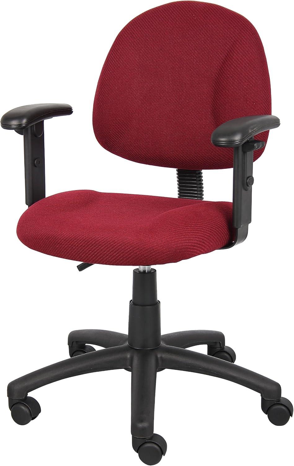 Ergonomic Executive Swivel Chair in Rich Burgundy with Adjustable Arms