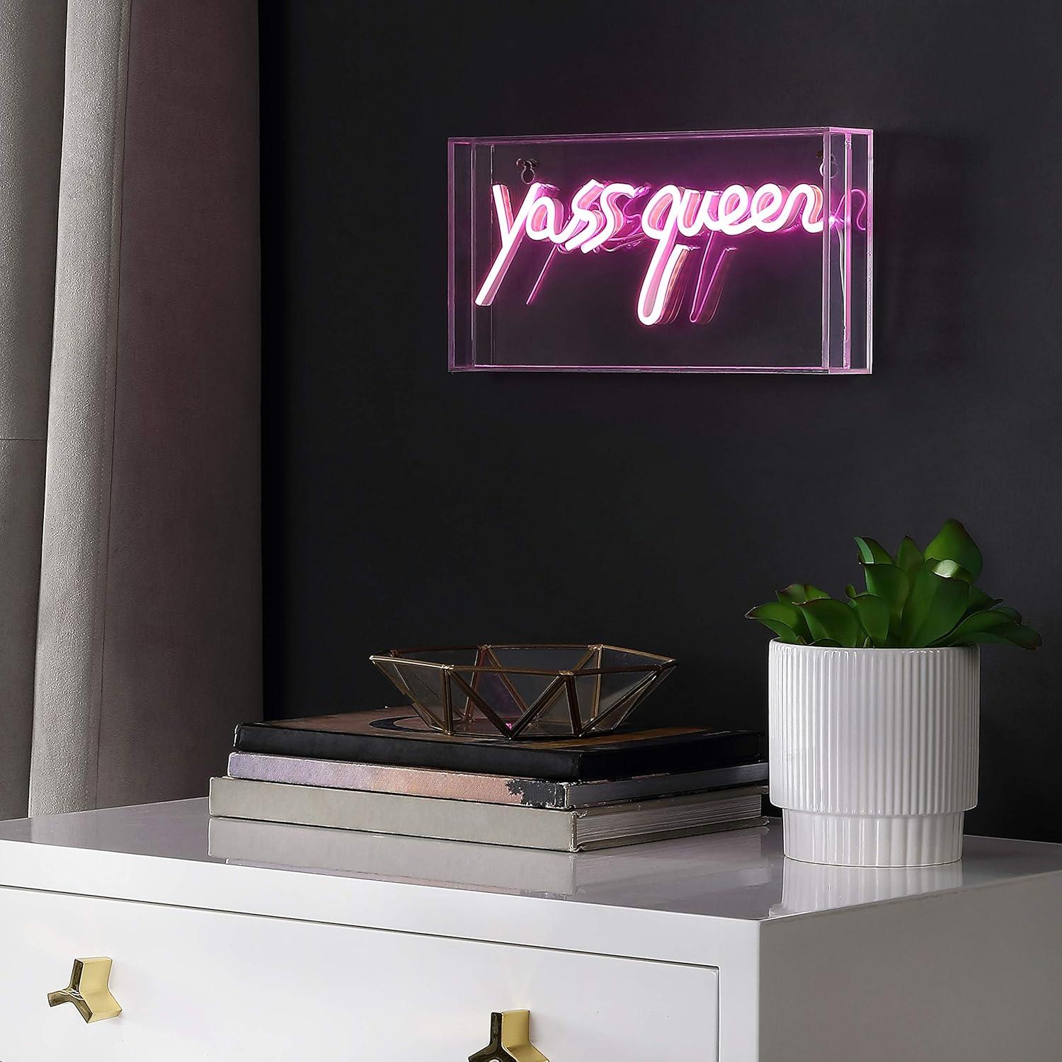 Pink Acrylic USB LED Neon Light Box for Bedroom Decor