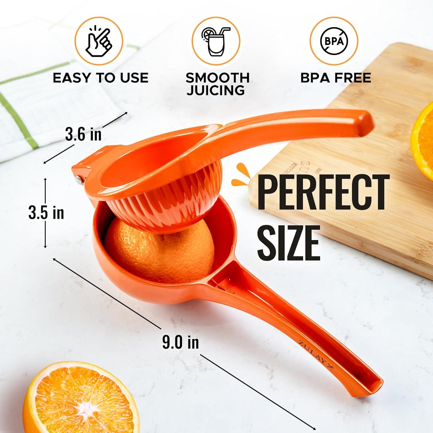 Zulay Orange Aluminum Manual Citrus Juicer Squeezer