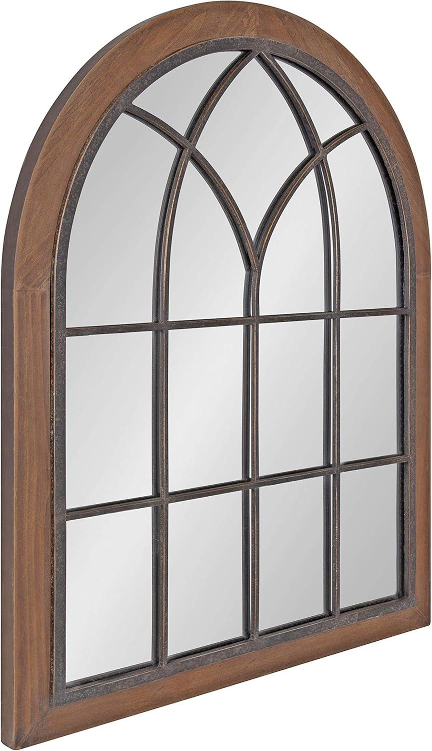 Nola 22" x 28" Rustic Brown Wood Arch Wall Mirror