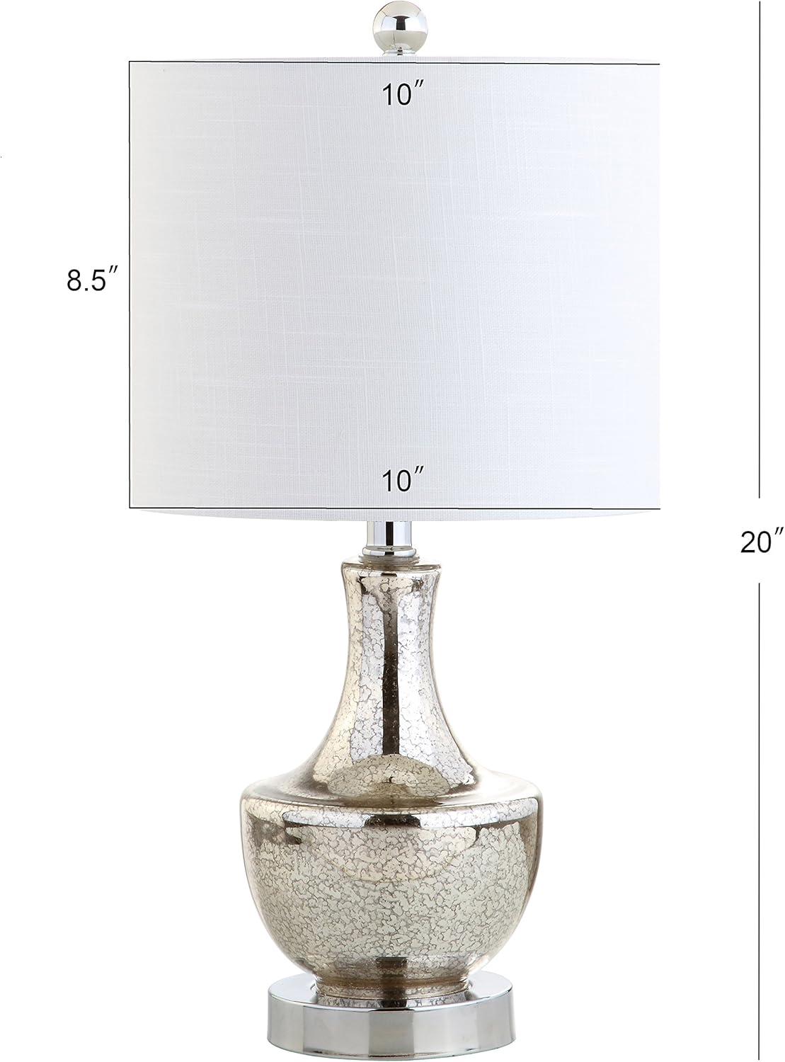 Silver Glass Teardrop Table Lamp with Linen Shade