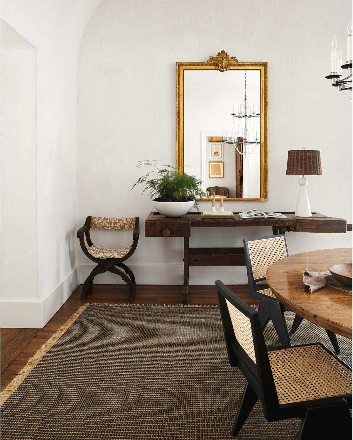 Kimi II Jute Rug by Becki Owens x Surya - Black and Natural / 3'11" x 5'7"