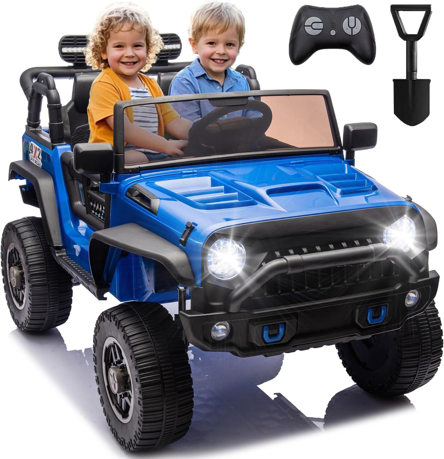 Ancheer 24V Real 2 Seater Ride On Toys Electric SUV Jeep Car With Remote Control,2WD/4WD Switchable, 4X100W Motor, Bluetooth, Music, USB, Lights