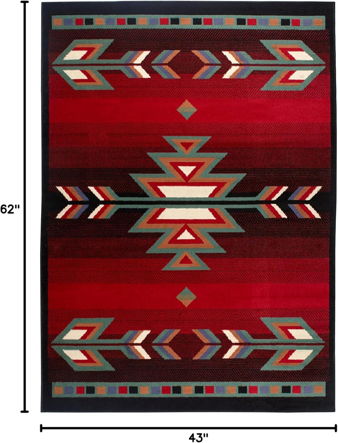 Home Dynamix Premium Sagrada Southwestern Geometric Area Rug, Black/Red, 3'7"x5'2"