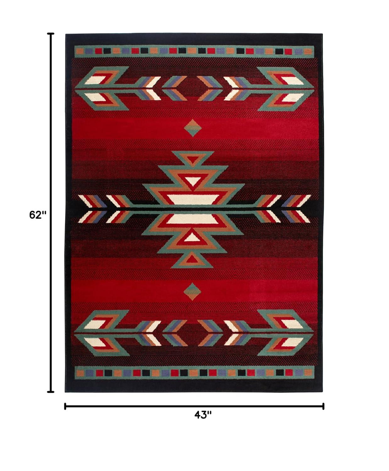 Home Dynamix Premium Sagrada Southwestern Geometric Area Rug, Black/Red, 3'7"x5'2"