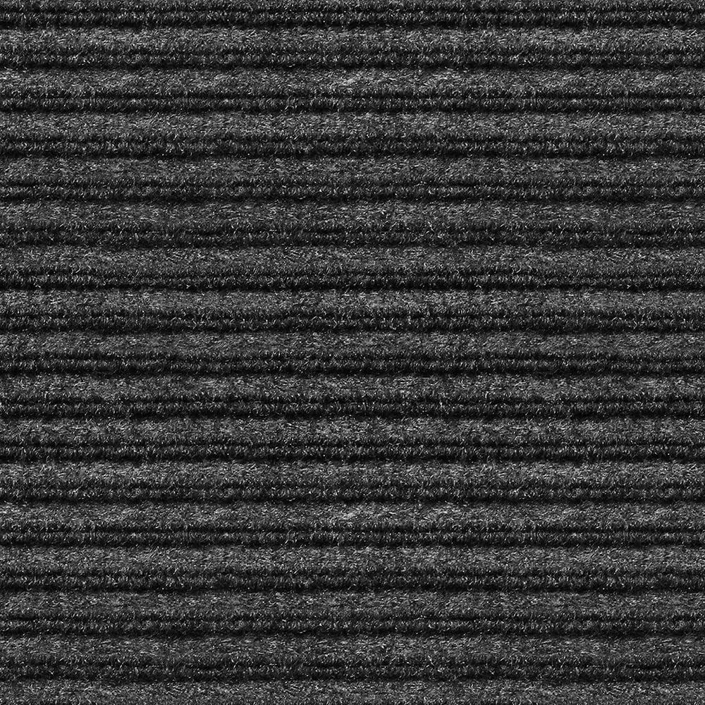 Indoor/Outdoor Double-Ribbed Carpet Runner with Skid-Resistant Rubber Backing - Smokey Black - 4' x 20'