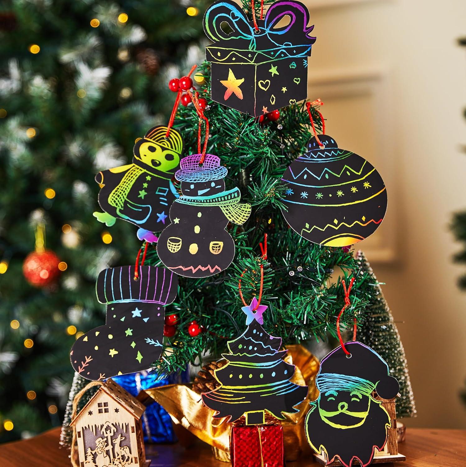 JOYFY 72pcs Rainbow Christmas Scratch Cards Ornament