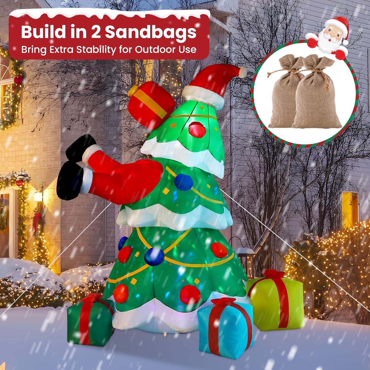 7FT Inflatable Christmas Tree with Santa and LED Lights