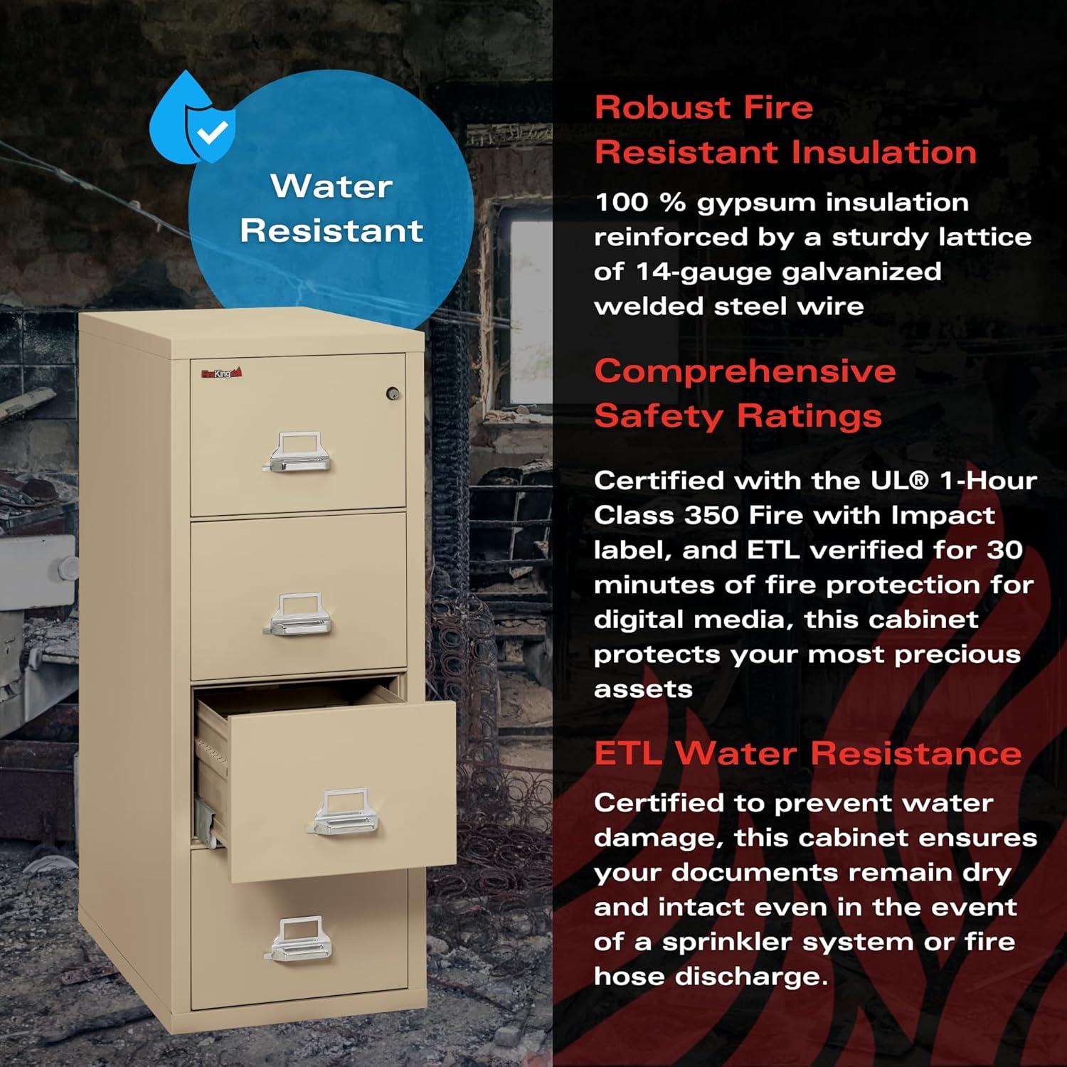 Fireproof 20.8125'' Wide 4 -Drawer Steel File Cabinet