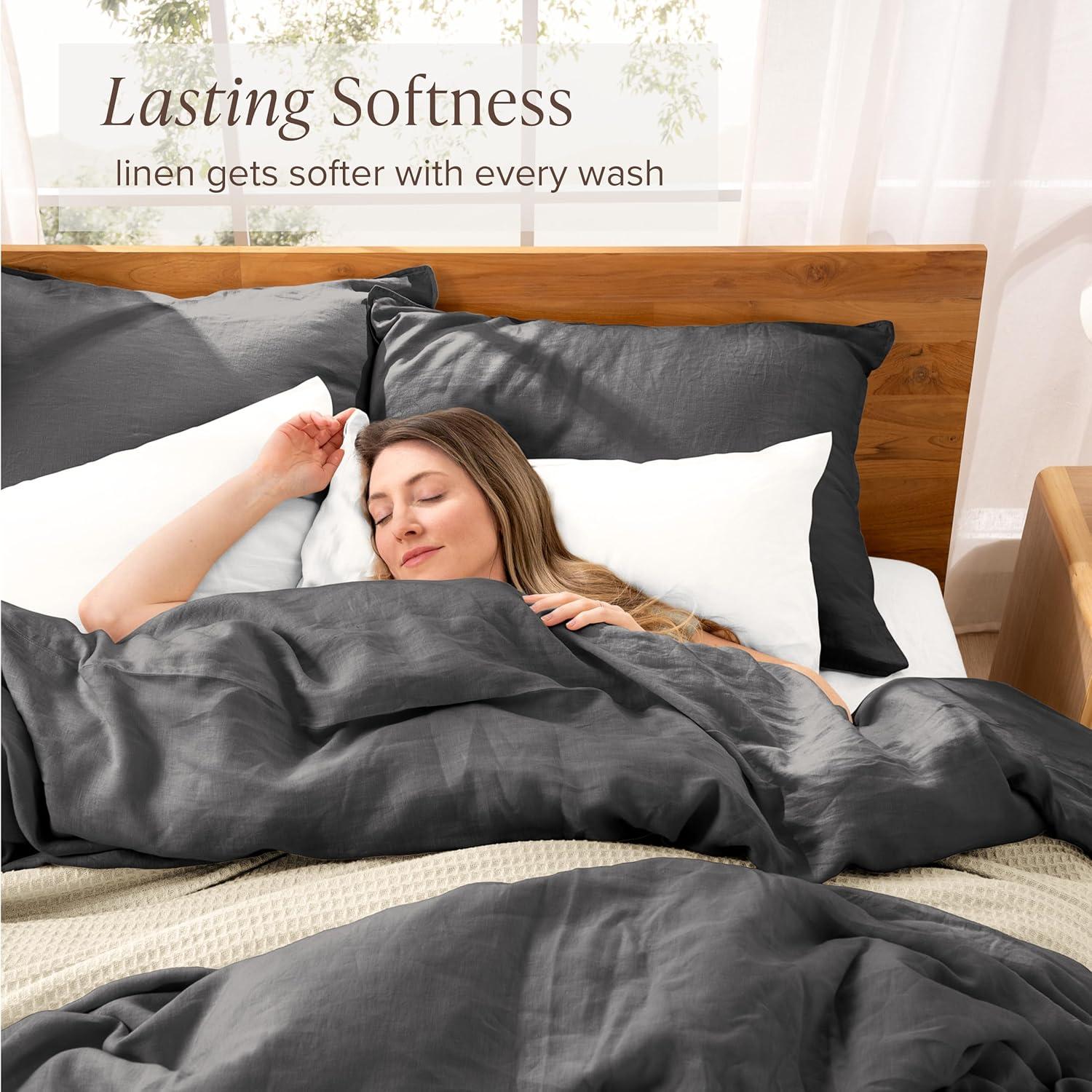 Bare Home Modern & Contemporary 100% Linen Duvet Cover Set