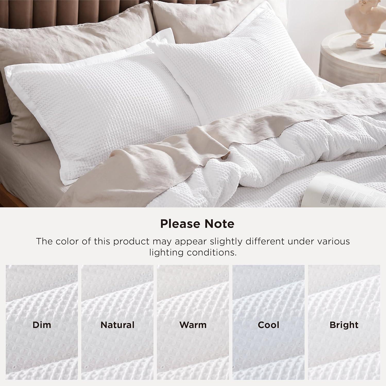 Bedsure Bedsure Cotton Duvet Cover Set - 100% Cotton Waffle Weave Coconut Duvet Cover