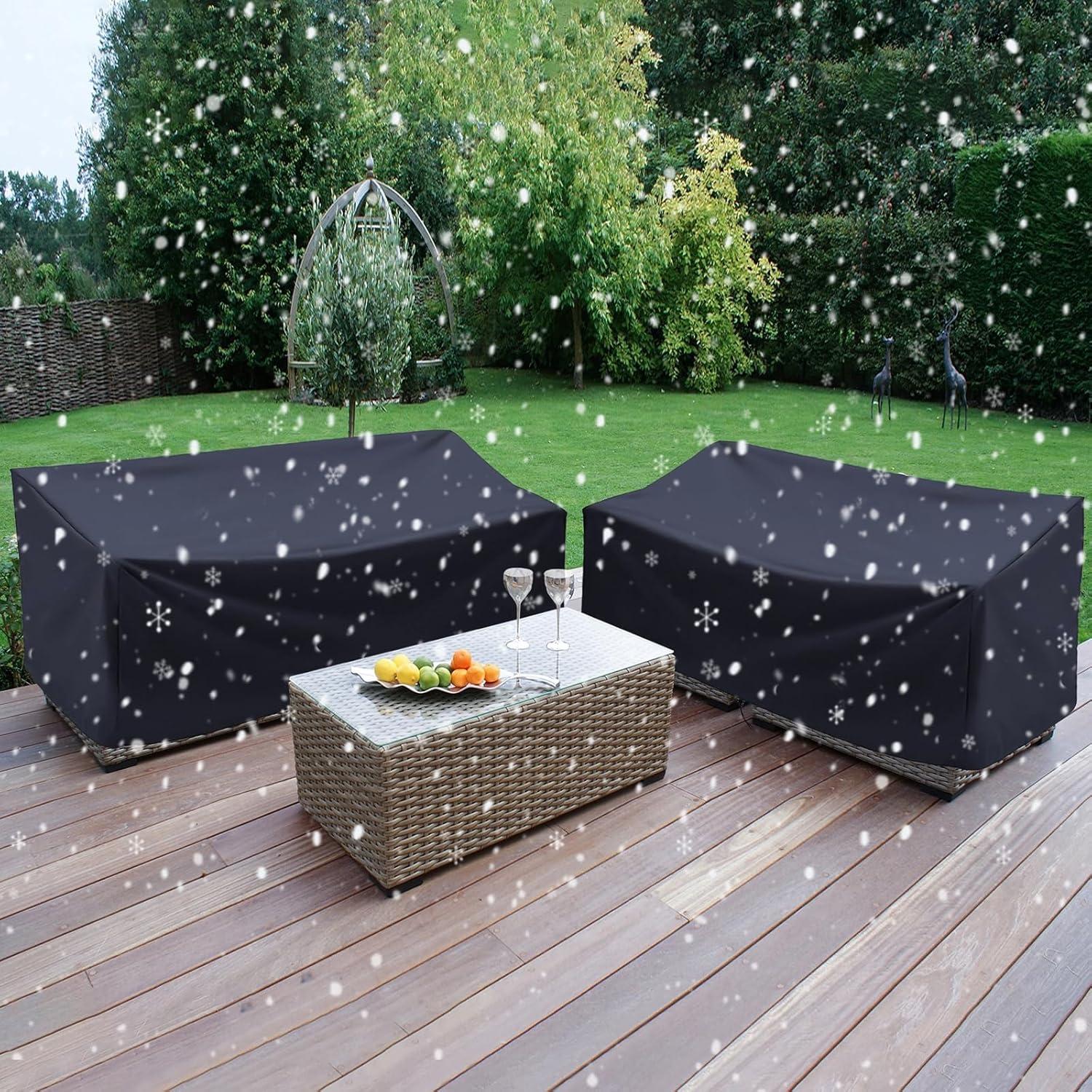 Outdoor Bench Cover, 210D Heavy Duty 2-Seater Patio Bench Furniture Covers with Air Vents, All Weather Resistant Bench Cover for Patio Furniture, 53L x 26W x 35H inches