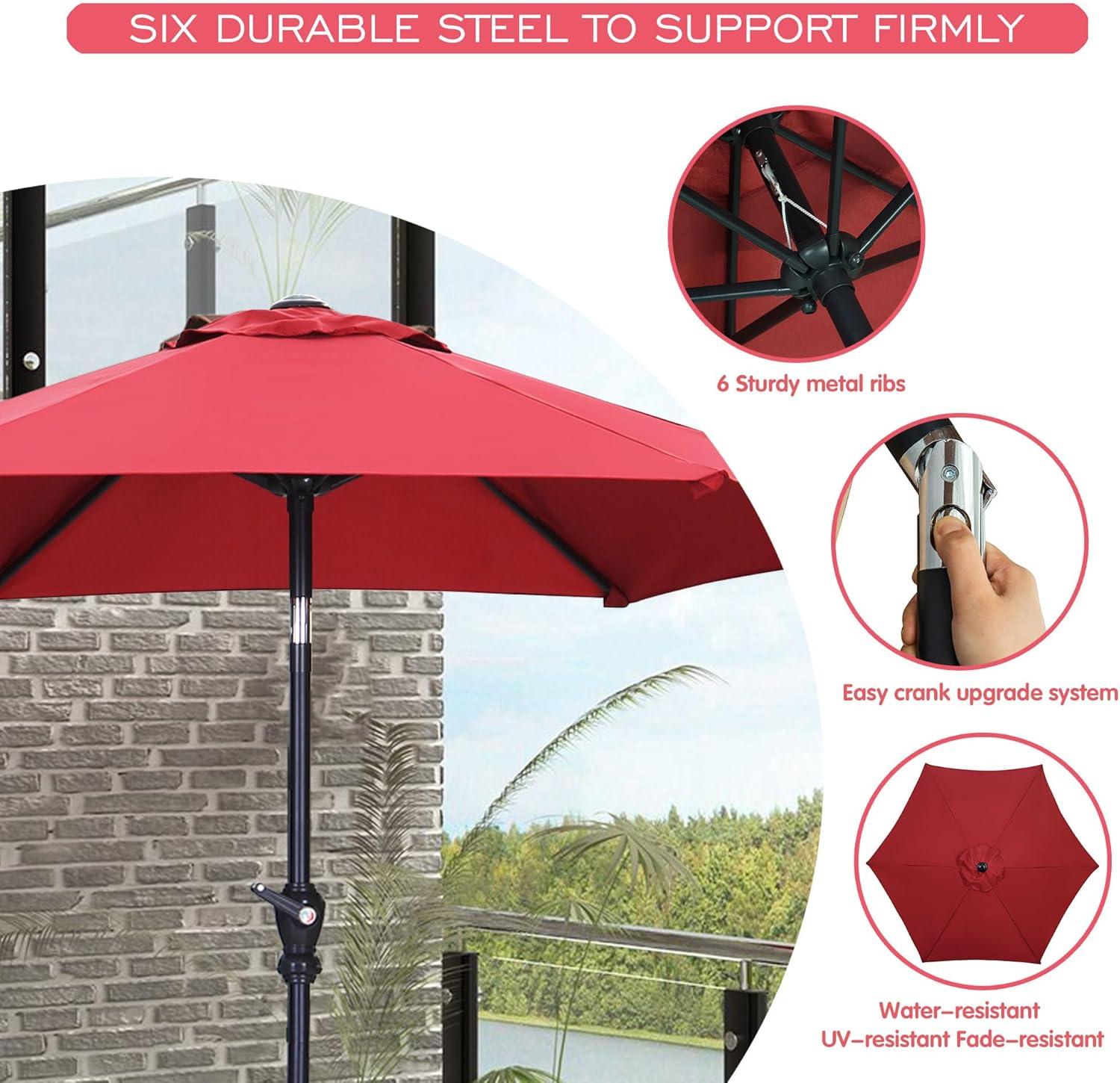 Best Choice Products 7.5ft Heavy-Duty Outdoor Market Patio Umbrella w/ Push Button Tilt, Easy Crank, Red