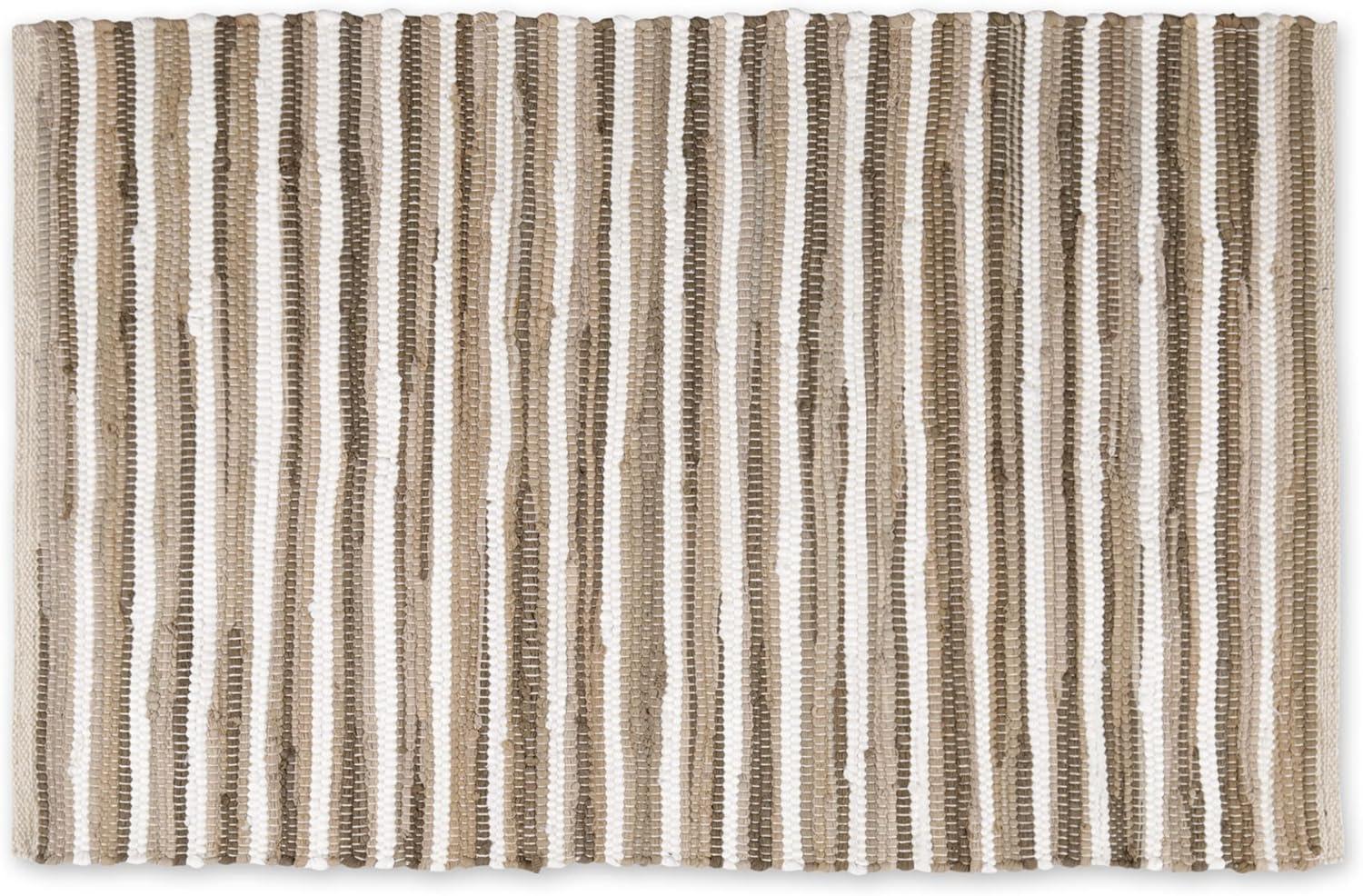 TAUPE SLIM STRIPE COTTON CHINDI RUG 2x3FT