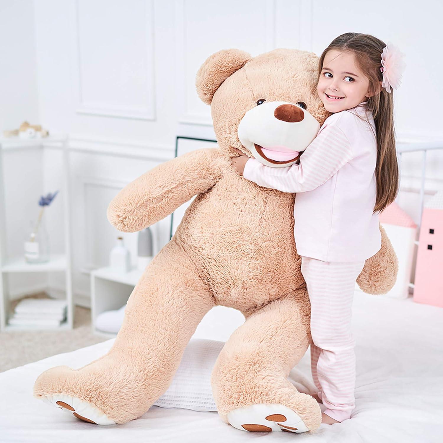 IKASA Giant Teddy Bear Stuffed Animal Plush Toy,Large Jumbo 39" Brown Huge Cute Soft Toys,Big Size Fluffy Plushy Fat Oversized Plushie,Gifts for Kids Girls Boys Girlfriend Children