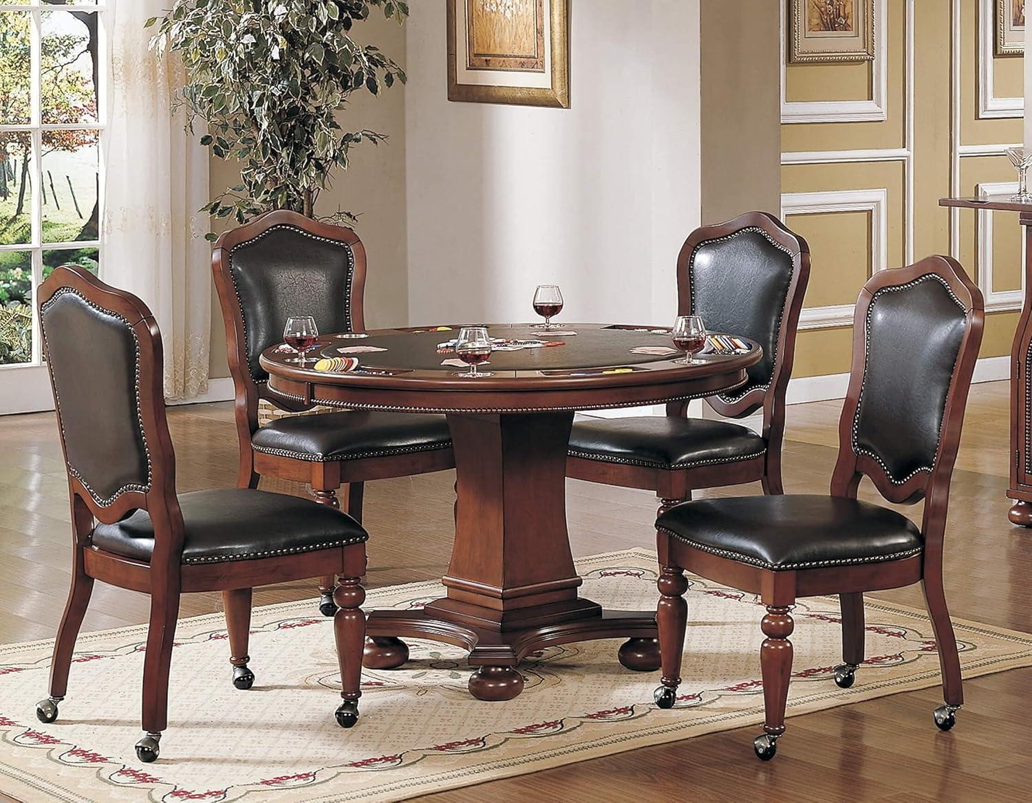 Bellagio Traditional 48" Round Cherry & Walnut Reversible Poker Dining Table