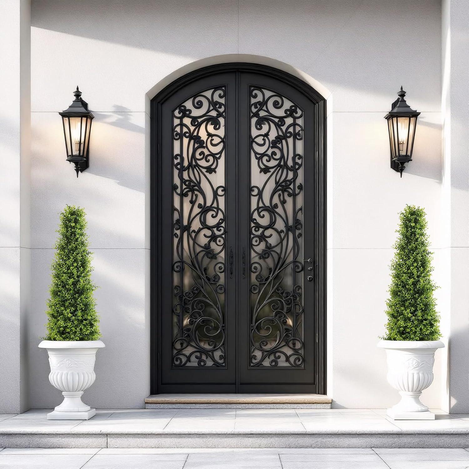 4ft Artificial Boxwood Topiary Trees, Set of 2 – UV Resistant Faux Evergreen Shrubs and Bushes for Outdoor Planters, Realistic Fake Plants for Front Porch Outside Patio Yard, 4 Foot Tall